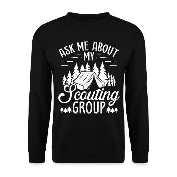 Scout Leader Ask me about my Scouting Boy Scouts - Unisex Sweatshirt - black - Front - Alina (178cm) & Michal (187cm)