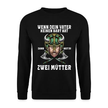 WENN DEIN VATER KEINEN BART HAT - Unisex Pullover - Schwarz - Vorne - Alina (178cm) & Michal (187cm)