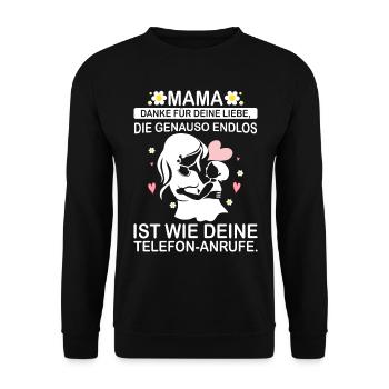 Mama Danke für deine Liebe - Unisex Pullover - Schwarz - Vorne - Alina (178cm) & Michal (187cm)