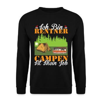 Ich Bin Rentner Campen Ist Mein Job - Unisex Pullover - Schwarz - Vorne - Alina (178cm) & Michal (187cm)