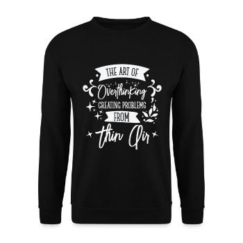 Überdenken von Vintage-Typografie Überanalysieren - Unisex Pullover - Schwarz - Vorne - Alina (178cm) & Michal (187cm)