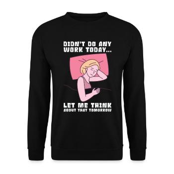 Prokrastinator Arbeit Schlafen Line Art Zeichnung - Unisex Pullover - Schwarz - Vorne - Alina (178cm) & Michal (187cm)