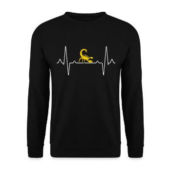 Skorpion Herzschlag - Unisex Pullover - Schwarz - Vorne - Alina (178cm) & Michal (187cm)