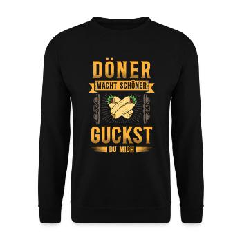 Kebab Dönerspieß Dönerladen Dürum Döner für Döner - Unisex Pullover - Schwarz - Vorne - Alina (178cm) & Michal (187cm)