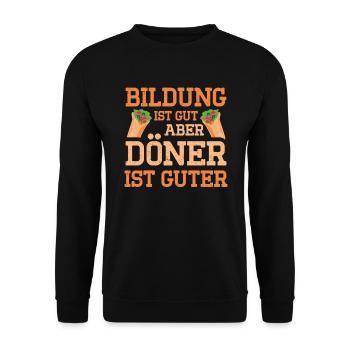 Kebab Dönerspieß Dönerladen Dürum Döner für Döner - Unisex Pullover - Schwarz - Vorne - Alina (178cm) & Michal (187cm)