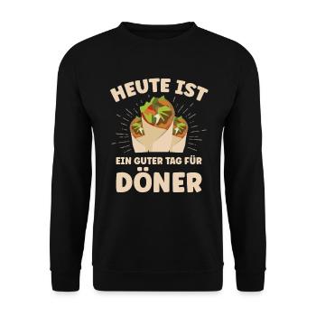 Kebab Dönerspieß Dönerladen Dürum Döner für Döner - Unisex Pullover - Schwarz - Vorne - Alina (178cm) & Michal (187cm)