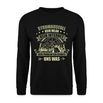 Survival Bushcrafting Natur Bushcraft für einen - Unisex Pullover - Schwarz - Vorne - Alina (178cm) & Michal (187cm)