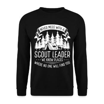 Scouting Never mess with a Scout Leader Club Scout - Unisex Pullover - Schwarz - Vorne - Alina (178cm) & Michal (187cm)