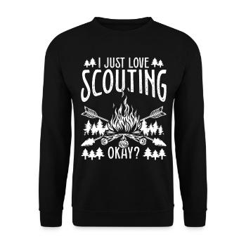 Scout Leader I just love scouting okay Club - Unisex Sweatshirt - black - Front - Alina (178cm) & Michal (187cm)