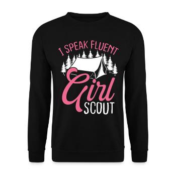Club Scouting I speak fluent Girl Scout Leader - Unisex Sweatshirt - black - Front - Alina (178cm) & Michal (187cm)