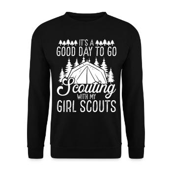 Club Scouting Its a good day to go Scout LeaderClu - Unisex Sweatshirt - black - Front - Alina (178cm) & Michal (187cm)