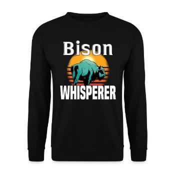 Büffel Bison Ochse Indianer Amerikanisch - Unisex Pullover - Schwarz - Vorne - Alina (178cm) & Michal (187cm)