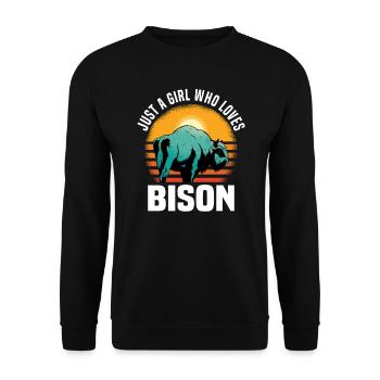 Büffel Bison Ochse Indianer Amerikanisch - Unisex Pullover - Schwarz - Vorne - Alina (178cm) & Michal (187cm)