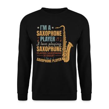 Je suis un joueur de saxophone J’adore jouer du saxophone mu - Sweat-shirt Unisexe - noir - Devant - Alina (178cm) & Michal (187cm)