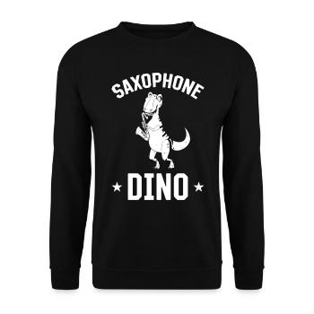 Saxophone Dino Saxophone Dinosaure Saxophoniste Dino - Sweat-shirt Unisexe - noir - Devant - Alina (178cm) & Michal (187cm)