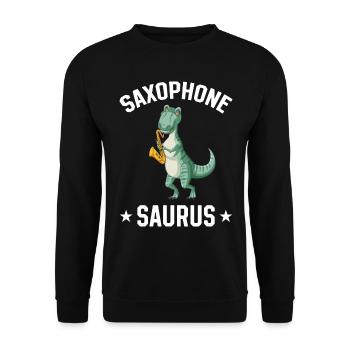 Saxophone Saurus Dino Sax Player Saxophone Player - Sweat-shirt Unisexe - noir - Devant - Alina (178cm) & Michal (187cm)