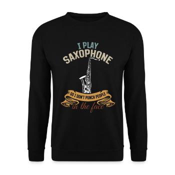 I Play Saxophones So I Don't Punch People - Funny S - Unisex Sweatshirt - black - Front - Alina (178cm) & Michal (187cm)