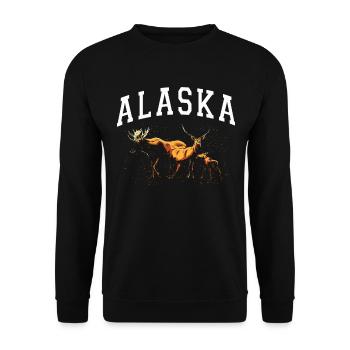 Alaska Geschenk USA Natur Bär Denali Grizzly Wald - Unisex Pullover - Schwarz - Vorne - Alina (178cm) & Michal (187cm)
