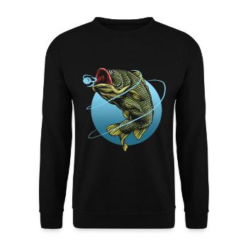 Fishing Tshirt Man Fisherman Rod Fishing Fishing - Unisex Sweatshirt - black - Front - Alina (178cm) & Michal (187cm)