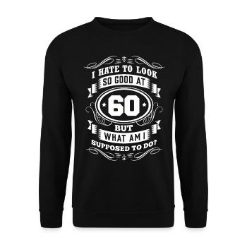 Cadeau de 60e anniversaire Année d’anniversaire - Sweat-shirt Unisexe - noir - Devant - Alina (178cm) & Michal (187cm)