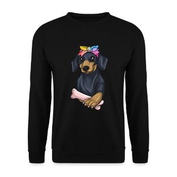 Dachshund Gift Dixie Viennese Doxie Dachshund - Unisex Sweatshirt - black - Front - Alina (178cm) & Michal (187cm)
