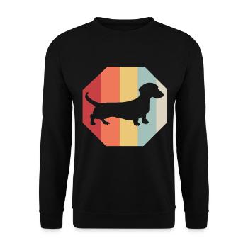 Dachshund Geschenk Dixie Wiener Doxie Dackel - Unisex Pullover - Schwarz - Vorne - Alina (178cm) & Michal (187cm)