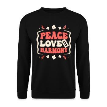 Hippie Geschenk Acidhead Flowerpower Hippi Hippy - Unisex Pullover - Schwarz - Vorne - Alina (178cm) & Michal (187cm)