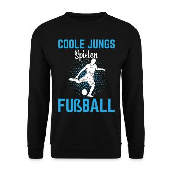 Coole Jungs spielen Fußball - Unisex Pullover - Schwarz - Vorne - Alina (178cm) & Michal (187cm)