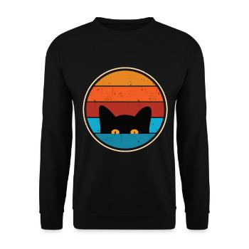 Funny Cat Look - Unisex Sweatshirt - black - Front - Alina (178cm) & Michal (187cm)