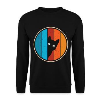 Funny Cat Look - Unisex Sweatshirt - black - Front - Alina (178cm) & Michal (187cm)