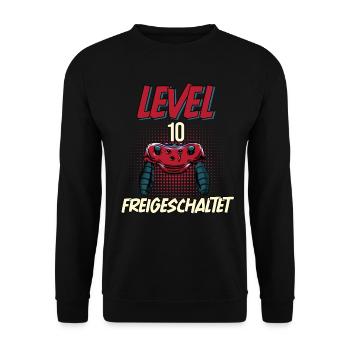 10. Geburtstag Level 10 freigeschaltet Gamer Party - Unisex Pullover - Schwarz - Vorne - Alina (178cm) & Michal (187cm)