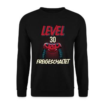 30. Geburtstag Level 30 freigeschaltet Gamer Party - Unisex Pullover - Schwarz - Vorne - Alina (178cm) & Michal (187cm)