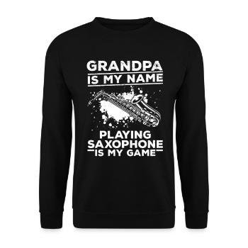 Grand-père est mon nom jouant du saxophone est mon jeu - - Sweat-shirt Unisexe - noir - Devant - Alina (178cm) & Michal (187cm)