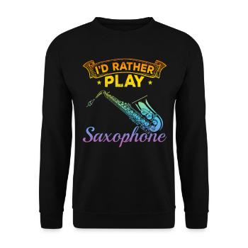 Saxophoniste Saxoplayer - Je préfère jouer Saxo - Sweat-shirt Unisexe - noir - Devant - Alina (178cm) & Michal (187cm)