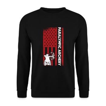 USA Archery Athlete Sport Game - Sweat-shirt Unisexe - noir - Devant - Alina (178cm) & Michal (187cm)