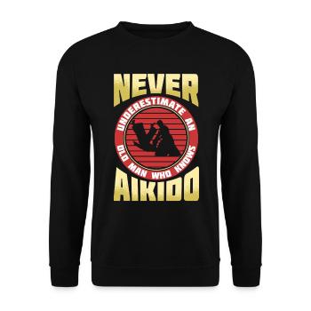 Aikido Old Man Japan Taekwondo Karate Martial Arts - Unisex Sweatshirt - black - Front - Alina (178cm) & Michal (187cm)
