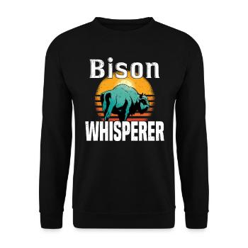 Buffalo Bison Ox Indian American - Unisex Sweatshirt - black - Front - Alina (178cm) & Michal (187cm)