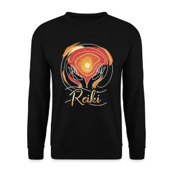 Energy Chakra Holistic Healing Hands Reiki - Unisex Sweatshirt - black - Front - Alina (178cm) & Michal (187cm)
