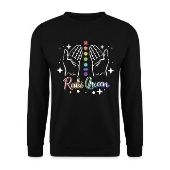 Chakra Holistic Healing Hands Reiki Queen - Unisex Sweatshirt - black - Front - Alina (178cm) & Michal (187cm)