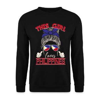 Philippinen Frau - Unisex Pullover - Schwarz - Vorne - Alina (178cm) & Michal (187cm)