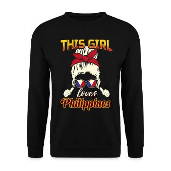 Philippinen Frau - Unisex Pullover - Schwarz - Vorne - Alina (178cm) & Michal (187cm)