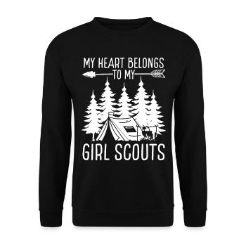Scouting My heart belongs to tiny Girl Leader - Unisex Sweatshirt - black - Front - Alina (178cm) & Michal (187cm)