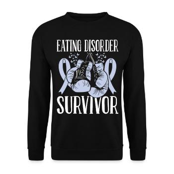 Eating Disorder Month Survivor Ribbon Boxing Glove - Unisex Sweatshirt - black - Front - Alina (178cm) & Michal (187cm)