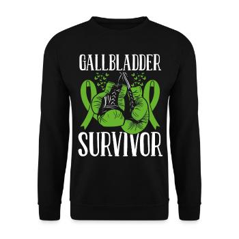 Gallbladder Month Survivor Ribbon Boxing Gloves - Unisex Pullover - Schwarz - Vorne - Alina (178cm) & Michal (187cm)