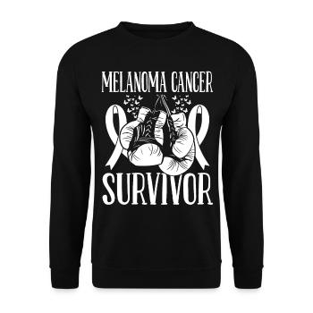 Melanoma Cancer Month Survivor Ribbon Boxing Glove - Unisex Sweatshirt - black - Front - Alina (178cm) & Michal (187cm)