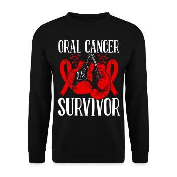 Oral Cancer Month Survivor Ribbon Boxing Gloves - Unisex Pullover - Schwarz - Vorne - Alina (178cm) & Michal (187cm)