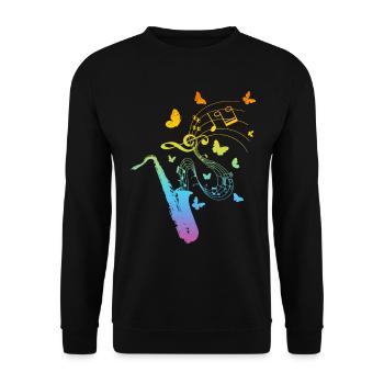 Saxophonist Saxophone Player Saxophone Butterflies - Unisex Pullover - Schwarz - Vorne - Alina (178cm) & Michal (187cm)
