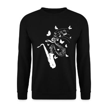 Saxophone Butterflies Saxophone Sax Player Saxopho - Unisex Pullover - Schwarz - Vorne - Alina (178cm) & Michal (187cm)