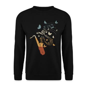 Saxophone Butterflies Sax Player Saxophonist Saxop - Unisex Pullover - Schwarz - Vorne - Alina (178cm) & Michal (187cm)