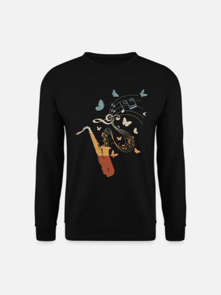 Saxophone Butterflies Sax Player Saxophonist Saxop - Unisex Pullover - Schwarz